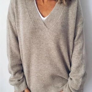 Elegant Tan V-Neck Sweater